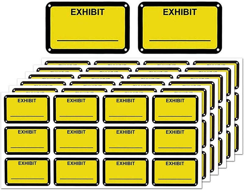 Well Tile 300 Pcs Legal Exhibit Stickers 1.65 x 1 Inches Fluorescent Yellow Color-Coded Exhibit Labels Name Tag Stickers Blank File Folder Labels for Offices Courts Legal Documents Report Dividers - Image 1